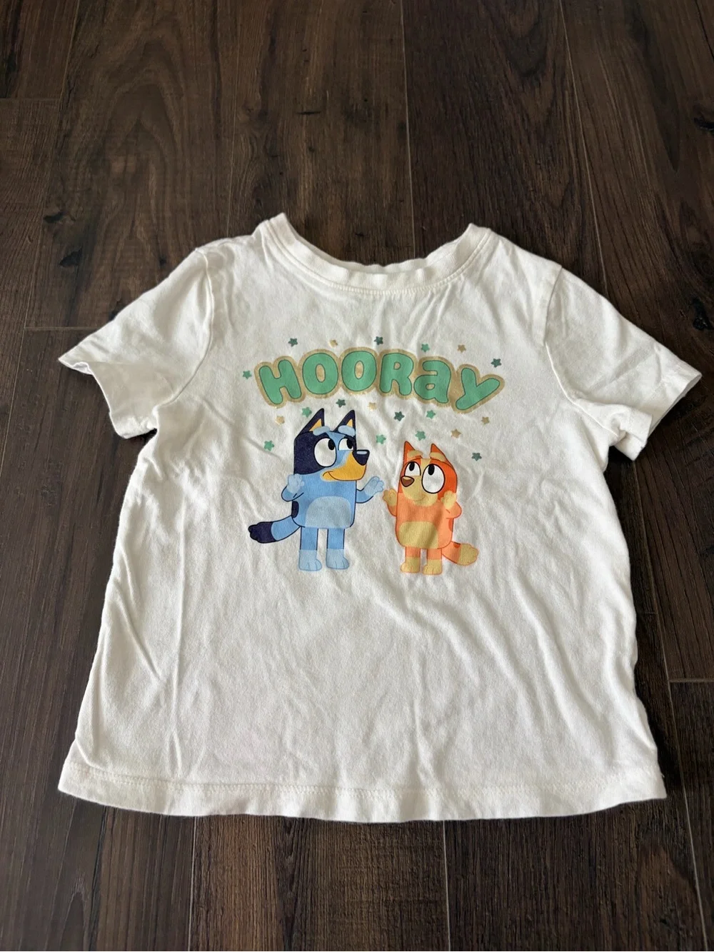 Old Navy White 'Hooray' Graphic Tee with Blue and Orange Characters